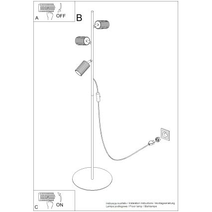 Podna lampa KARBON 3xGU10/10W/230V bijela