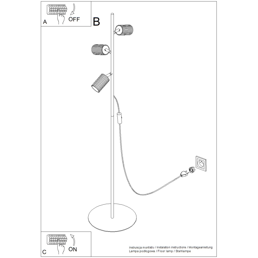 Podna lampa KARBON 3xGU10/10W/230V bijela