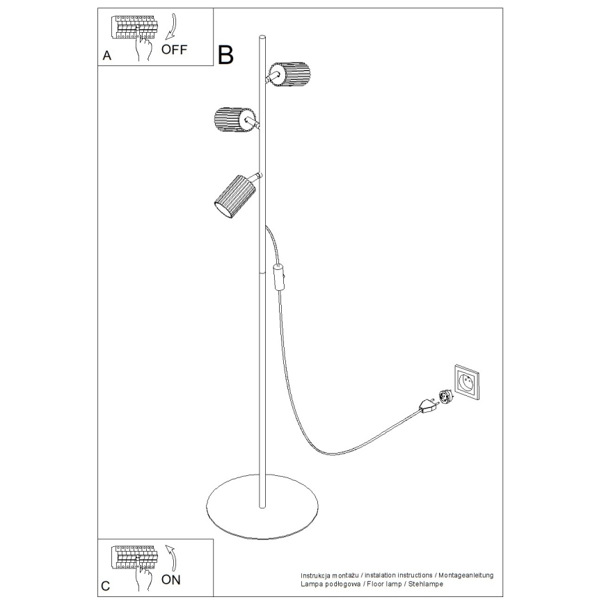Podna lampa KARBON 3xGU10/10W/230V zelena