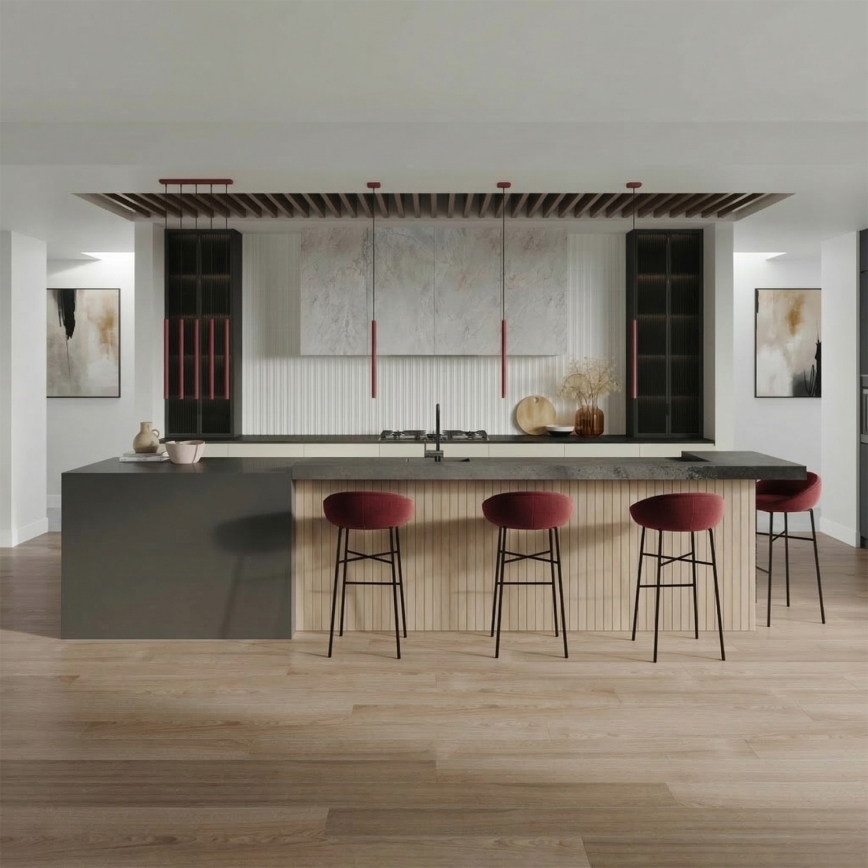Viseći luster na sajli PASTELO 1xG9/8W/230V crvena
