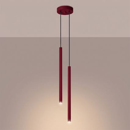 Luster na sajli PASTELO 2xG9/8W/230V crvena
