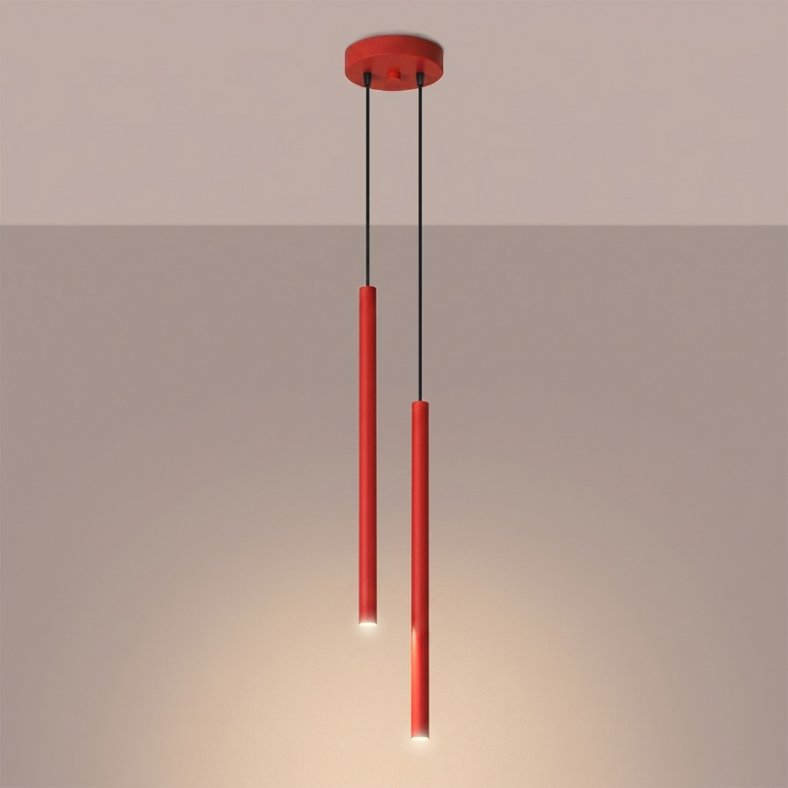 Luster na sajli PASTELO 2xG9/8W/230V crvena