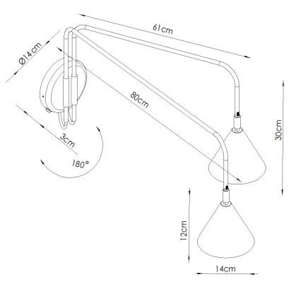 Zidna lampa NOX 2xE14/10W/230V krem boje