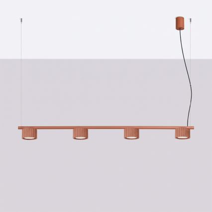 Luster AURA na kabelu 4xGX53/10W/230V, crvena