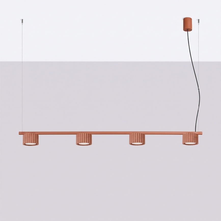 Luster AURA na kabelu 4xGX53/10W/230V, crvena
