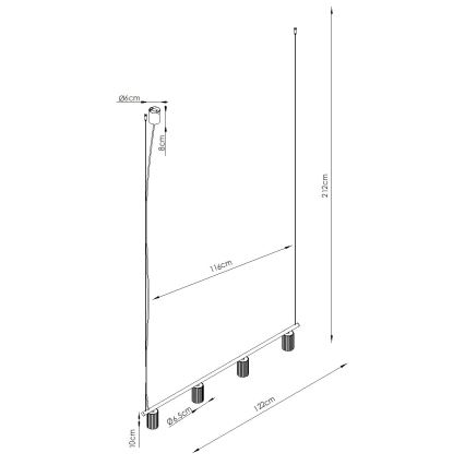 Luster na sajli KARBON 4xGU10/10W/230V crni