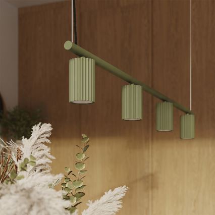 Zeleni viseći luster na sajli KARBON 4xGU10/10W/230V