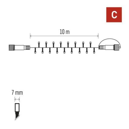 Spojivi svjetlosni niz 100xLED/10m IP44 hladno bijela crna