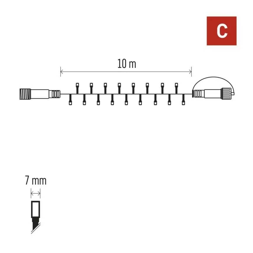 Spojivi svjetlosni niz 100xLED/10m IP44 hladno bijela crna