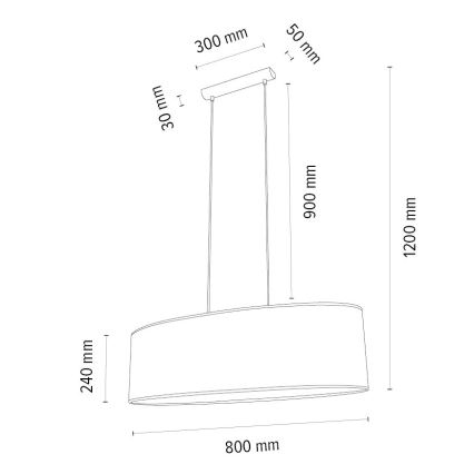 Luster na sajli MERCEDES 2xE27/40W/230V bijela/hrast – FSC certificirano