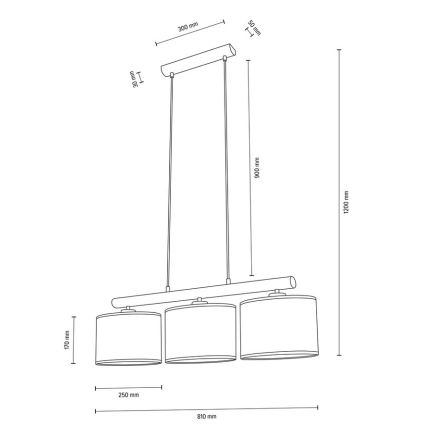 Luster na sajli MERCEDES 3xE27/40W/230V krem/hrast – FSC certificirano