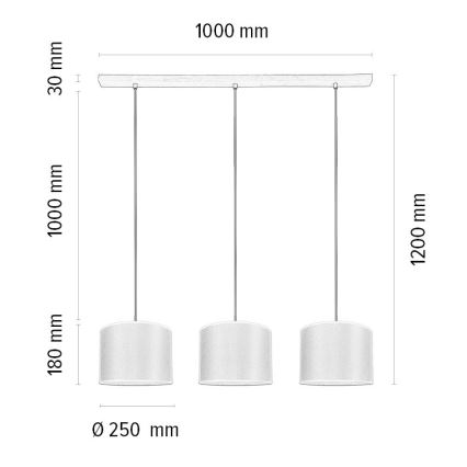 Luster na sajli BENITA 3xE27/40W/230V bijela/hrast