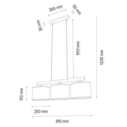 Luster na sajli MERCEDES 3xE27/40W/230V smeđa/hrast – FSC certificirano