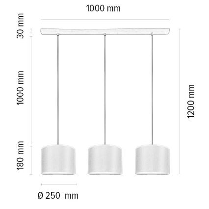Luster na sajli BENITA 3xE27/40W/230V krem/hrast