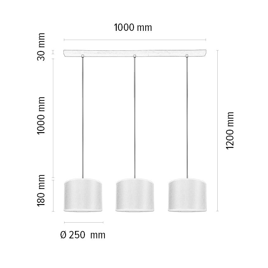 Luster na sajli BENITA 3xE27/40W/230V krem/hrast