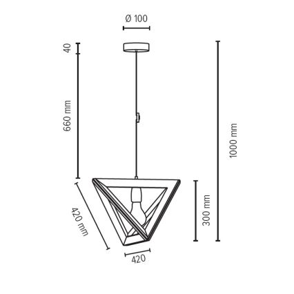 Luster na sajli TRIGONON 1xE27/60W/230V mat hrast