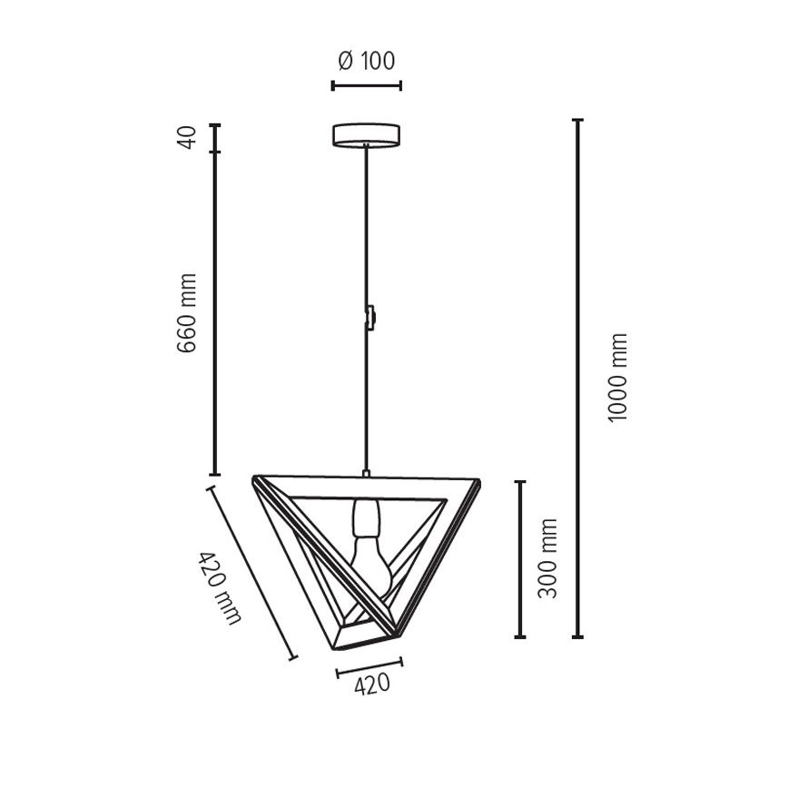 Luster na sajli TRIGONON 1xE27/60W/230V mat hrast