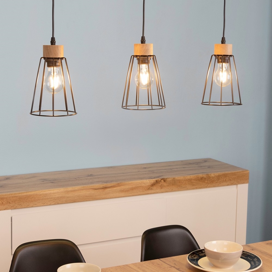 Spot-Light - Luster na sajli ORAZIO 3xE27/60W/230V hrast