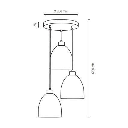 Luster na sajli AURA 3xE27/60W/230V bukva