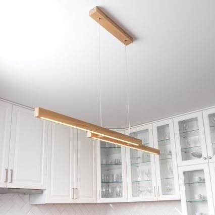 LED Prigušivi luster na sajli SMAL 2xLED/22,5W/230V hrast