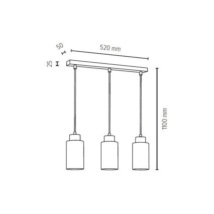 Luster na sajli BOSCO 3xE27/60W/230V – FSC certificirano