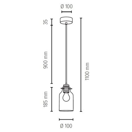 Luster na sajli ALESSANDRO 1xE27/60W/230V – FSC certificirano