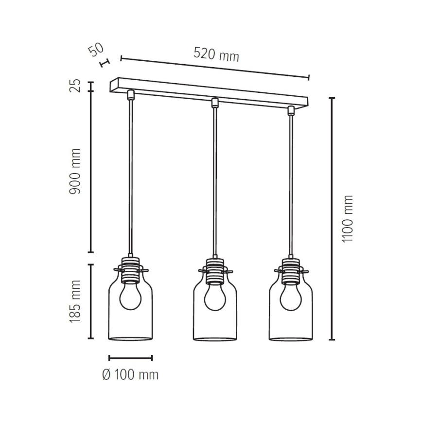 Luster na sajli ALESSANDRO 3xE27/60W/230V hrast