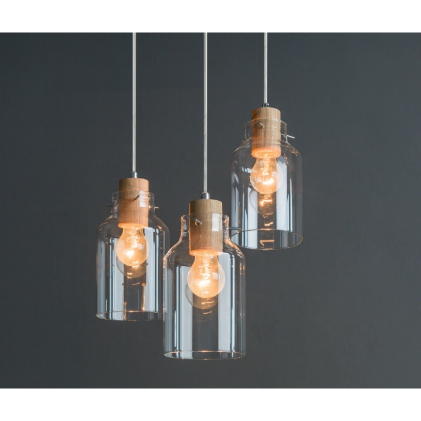 Luster na sajli ALESSANDRO 3xE27/60W/230V hrast