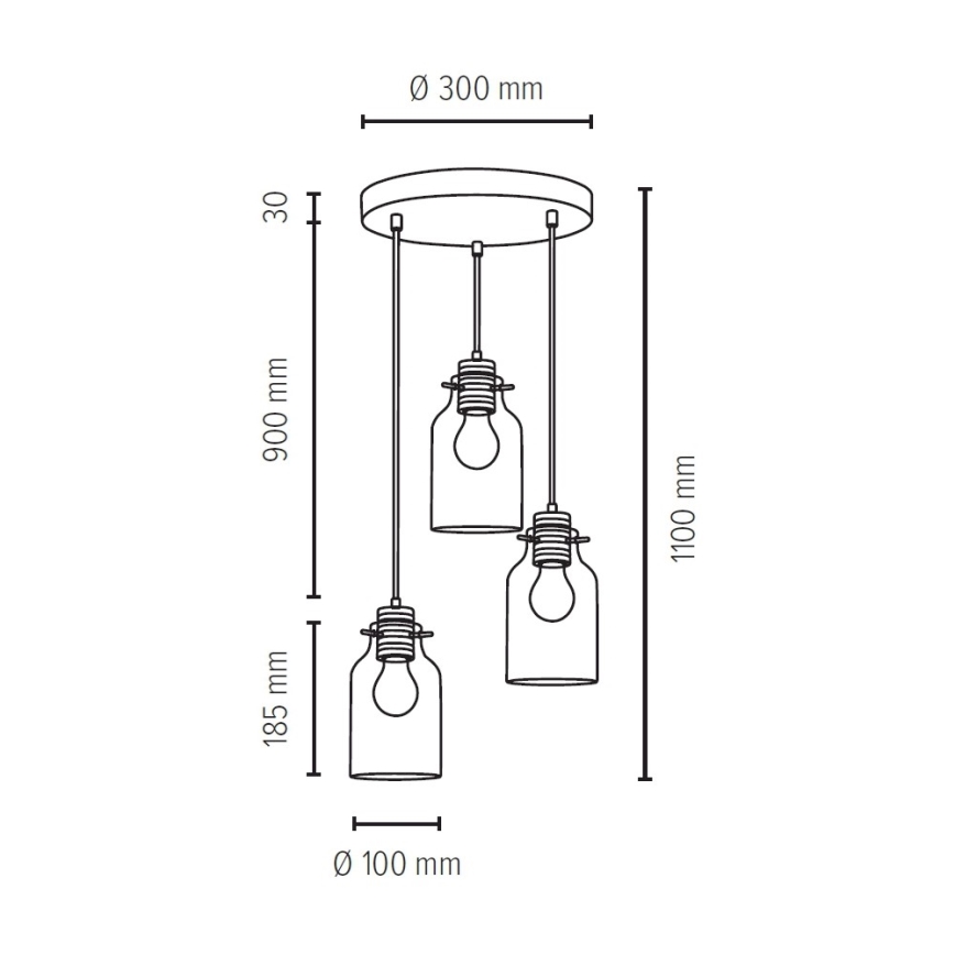 Luster na sajli ALESSANDRO 3xE27/60W/230V hrast