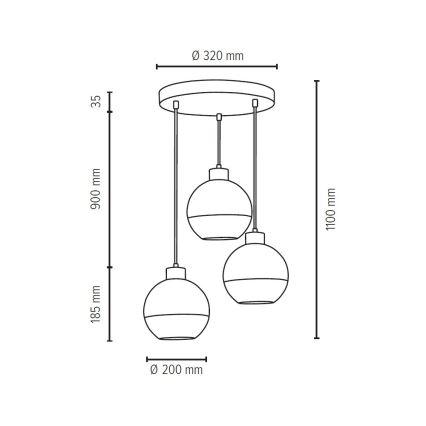 Luster na sajli FRESH 3xE27/60W/230V – FSC certificirano