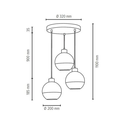 Luster na sajli FRESH 3xE27/60W/230V – FSC certificirano