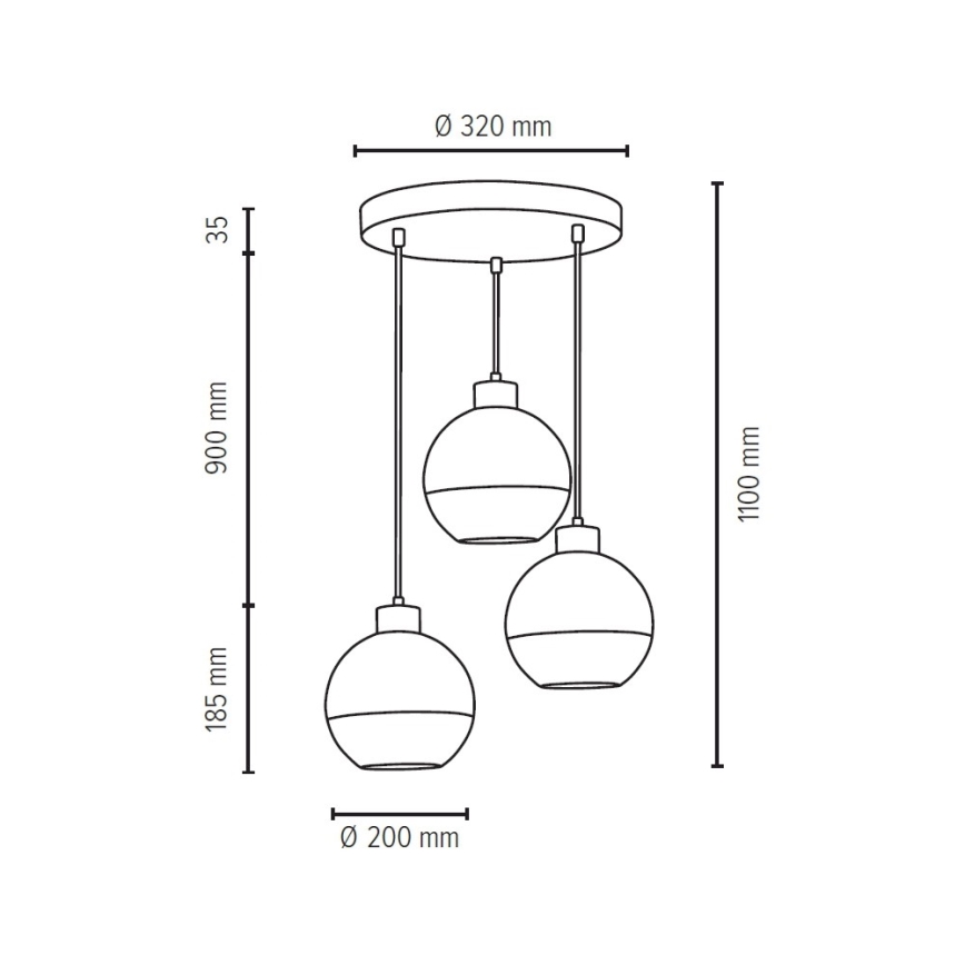 Luster na sajli FRESH 3xE27/60W/230V – FSC certificirano