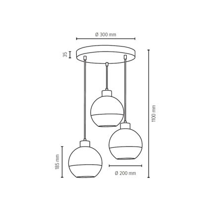 Luster na sajli LINEA 3xE27/60W/230V – FSC certificirano