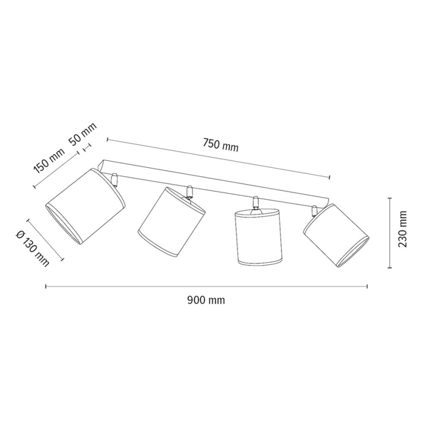 Stropna spot svjetiljka BENITA 4xE27/25W/230V smeđa/hrast