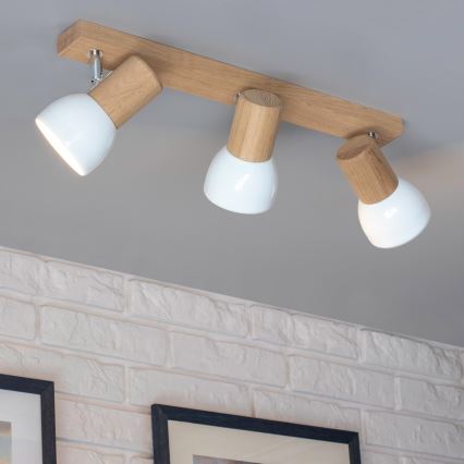 Reflektorska svjetiljka SVENDA 3xE27/60W/230V hrast/bijela