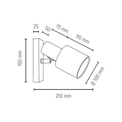 Zidna reflektorska svjetiljka TREEHOUSE 1xE27/25W/230V – FSC certificirano