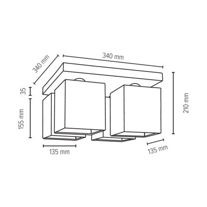 Stropna svjetiljka GREAT 4xE27/25W/230V – FSC certificirano