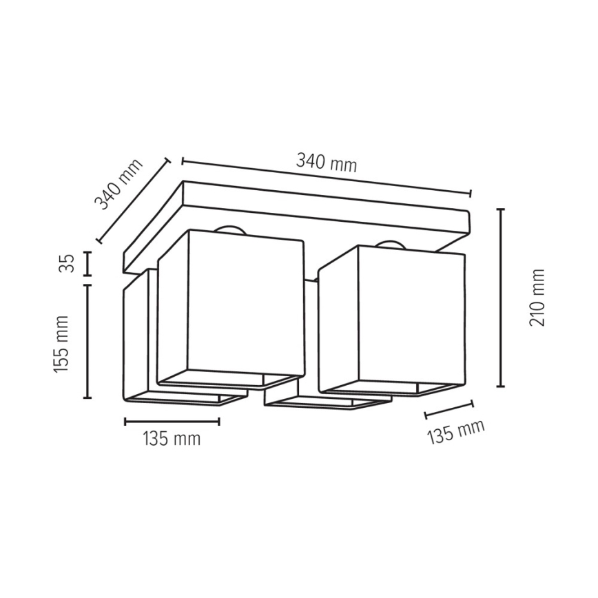 Stropna svjetiljka GREAT 4xE27/25W/230V – FSC certificirano