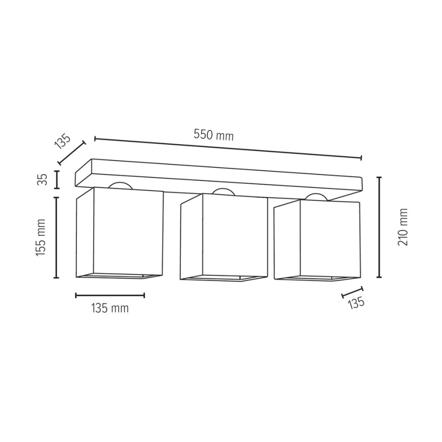 Stropna svjetiljka INGER 3xE27/25W/230V – FSC certificirano