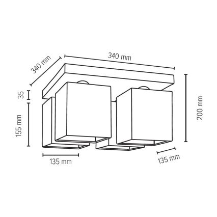 Stropna svjetiljka INGER 4xE27/25W/230V – FSC certificirano