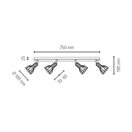 Reflektorska svjetiljka MEGAN 4xE14/40W/230V hrast – FSC certificirano