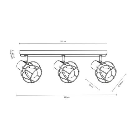 Stropna reflektorska svjetiljka PHIPHI 3xE27/60W/230V hrast – FSC certificirano