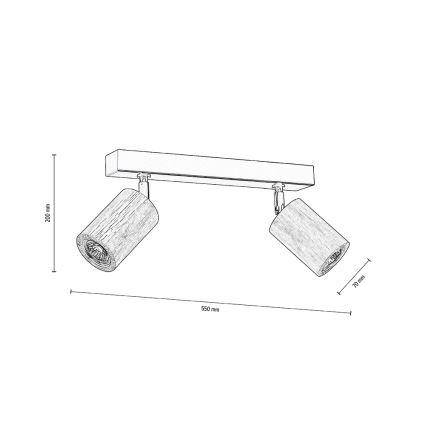 LED Stropna reflektorska svjetiljka MATTI 2xGU10/5W/230V hrast – FSC certificirano