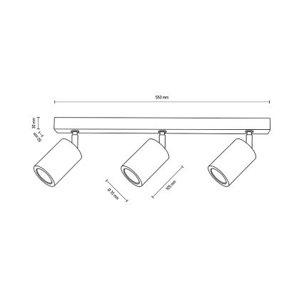 LED Stropna reflektorska svjetiljka MATTI 3xGU10/5W/230V hrast – FSC certificirano