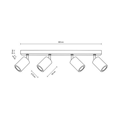 LED Stropna reflektorska svjetiljka MATTI 4xGU10/5W/230V hrast – FSC certificirano