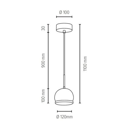 LED Luster na sajli BALL WOOD 1xGU10/5W/230V mat hrast