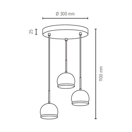 LED Luster na sajli BALL WOOD 3xGU10/5W/230V – FSC certificirano