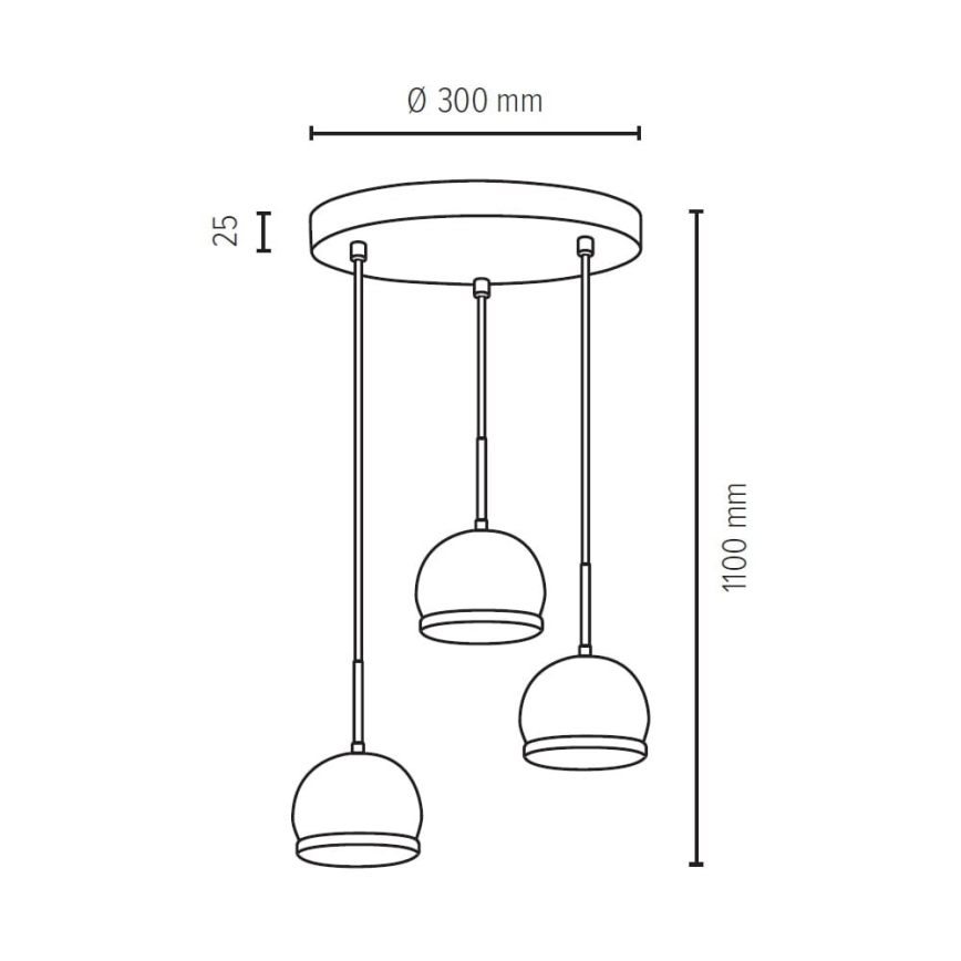 LED Luster na sajli BALL WOOD 3xGU10/5W/230V bukva