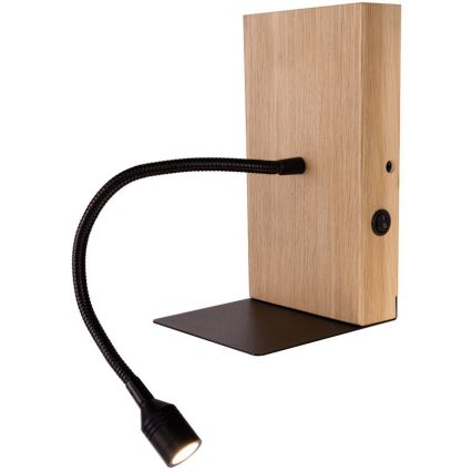 LED Zidna svjetiljka LECTOR LED/2,5W/230V USB hrast