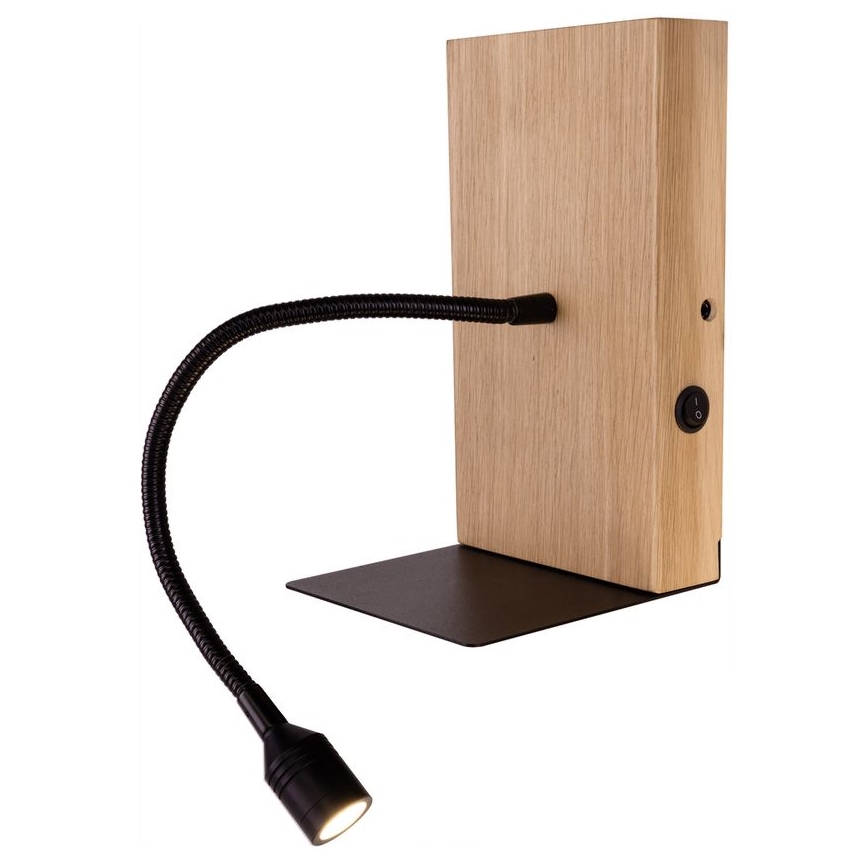 LED Zidna svjetiljka LECTOR LED/2,5W/230V USB hrast